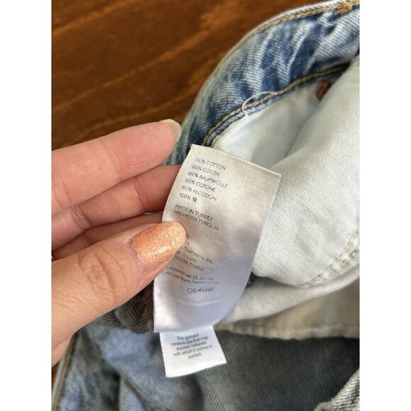 We The Free People Denim Shorts Sz 29 Distressed Frayed Hem Button Fly - Picture 6 of 7